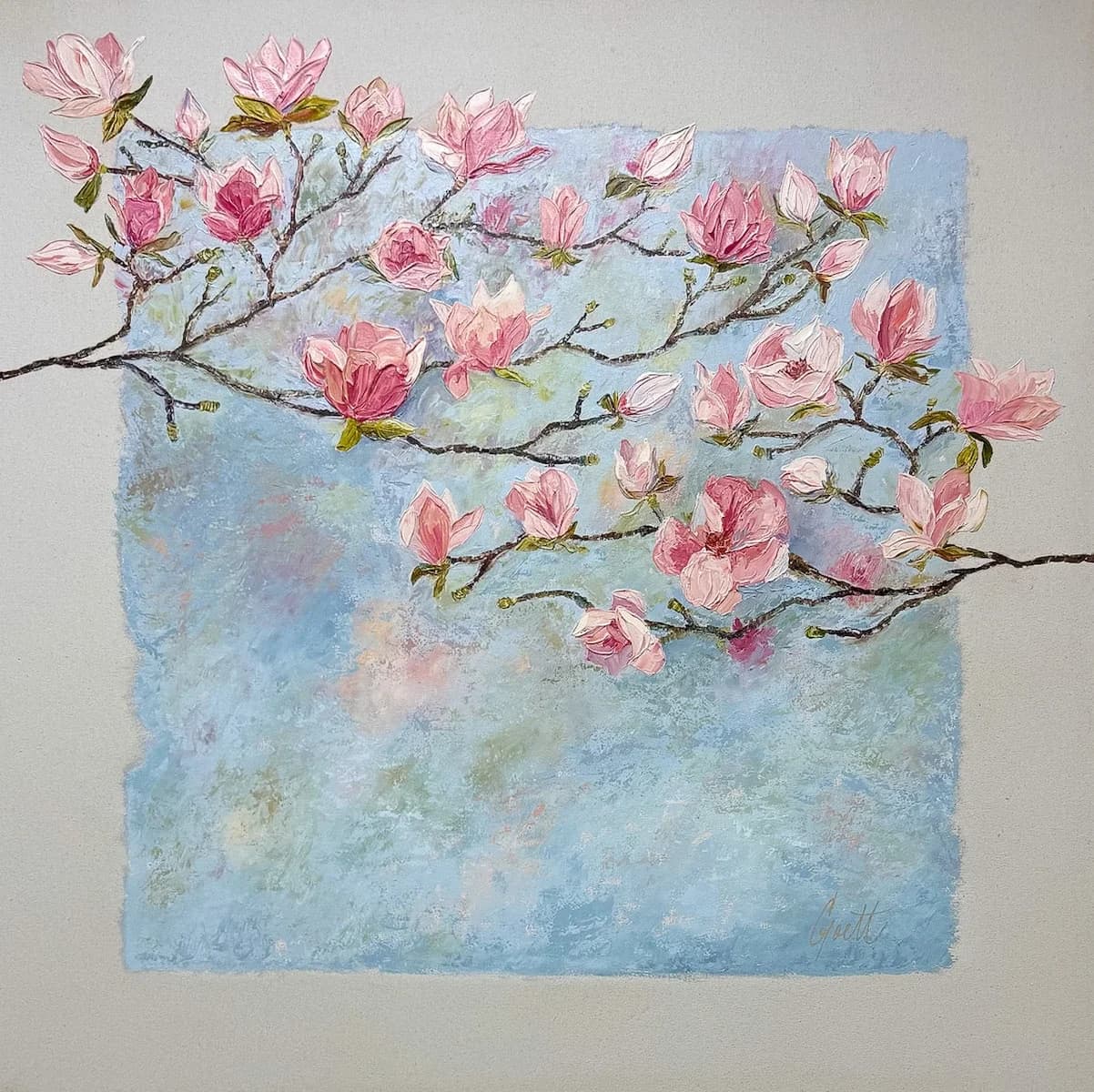 Blooming by Cecilia Goett, acrylic on canvas at El Dorado Gallery