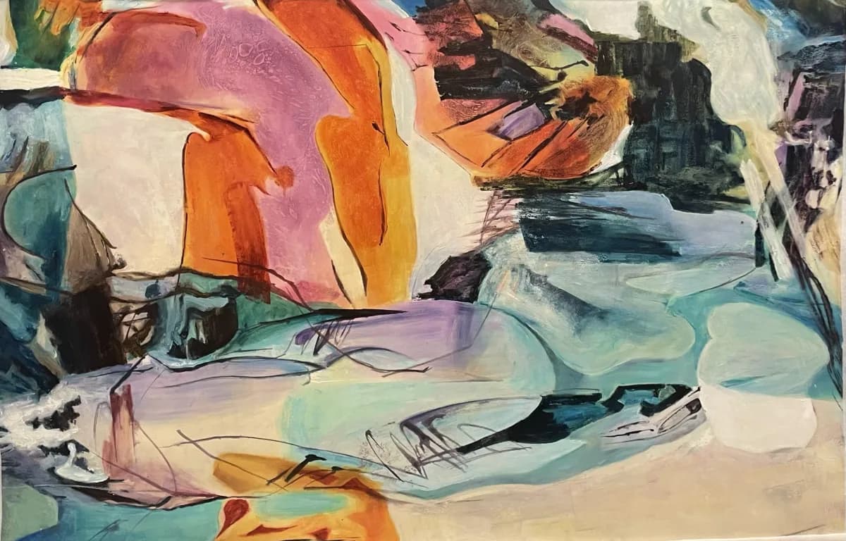 Falls by Portal Pasten, acrylic on canvas abstract painting at El Dorado Gallery