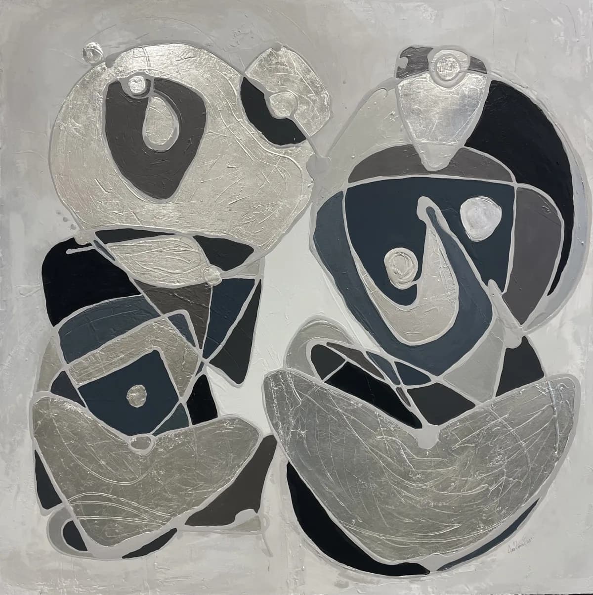 The Light Within by Ana Remok, mixed media and platinum leaf abstract painting at El Dorado Gallery